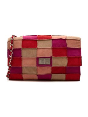 Chanel Vintage Red and Pink Suede Reissue Patchwork Flap Bag