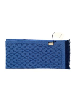 Gucci blue Logo Print Reversible scarf