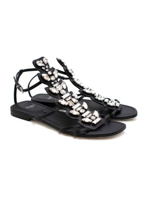 Fendi Black Ava Crystal Sandals