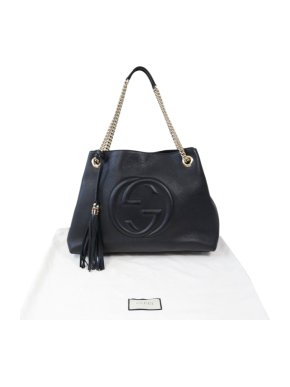 Gucci Black Grained Leather Soho Chain Tote Bag