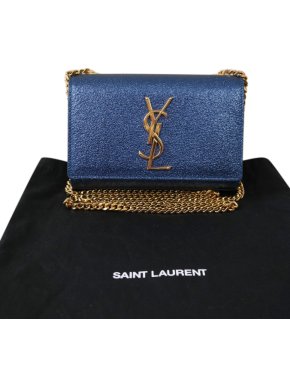 Saint Laurent blue mini classic monogram Kate bag