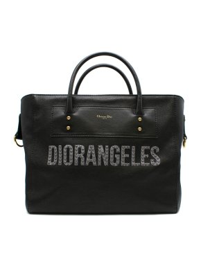 Dior Diorangeles Black Studded Leather Tote Bag