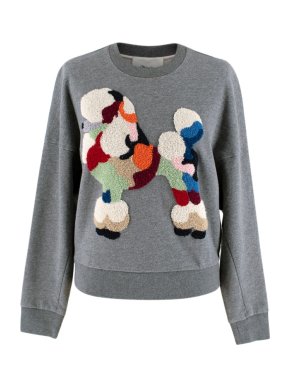 3.1 Phillip Lim grey poodle embroidered cropped sweatshirt