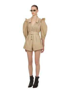 Self Portrait Nude Cotton Poplin Playsuit