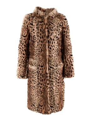 Joseph  Rabbit Fur Leopard Print Longline Coat