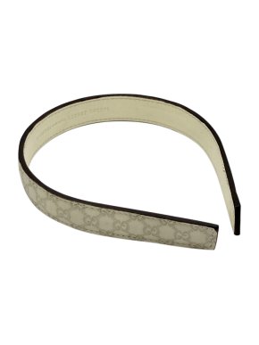 Gucci beige leather monogram headband
