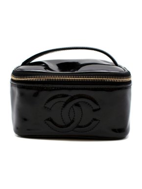 Chanel Patent Vanity Cosmetic Case in Black