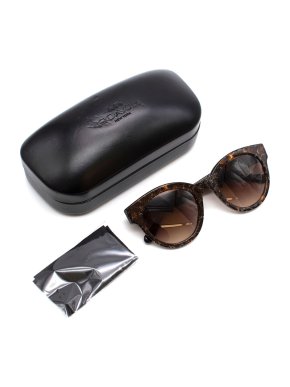 Coach Tortoiseshell Glitter Round Sunglasses