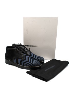 Nicholas Kirkwood Chevron-Print And Pony Hair Derby Boots