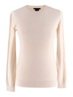Theory Wool Blend Cream Round-Neck Jumper