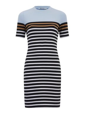 T by Alexander Wang engineered short sleeve stripe dress