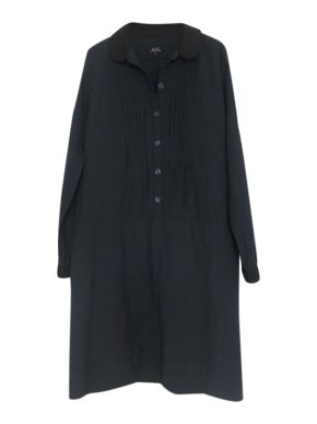 A.P.C navy cotton blend knee-length dress