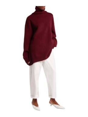 Raey over-sized maroon wool roll-neck jumper