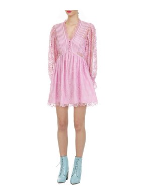 Self Portrait Lilac Tear Drop Ruffle Mini Dress