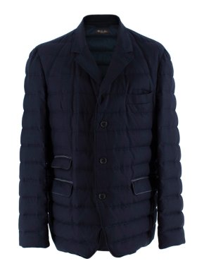 Loro Piana Navy Blue Cashmere Puffer Coat