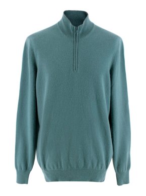 Brunello Cucinelli Mens Cashmere Green Polo Shirt