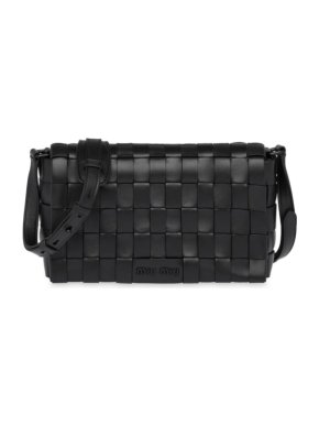 Miu Miu black leather woven effect shoulder bag