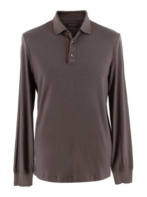 Loro Piana Chocolate Cashmere Knit Polo