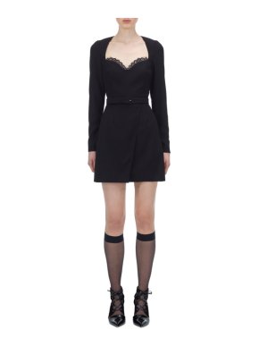 Self Portrait Black Crepe Mini Dress