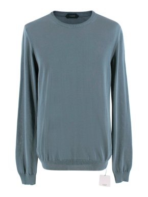Zanone Blue Cotton Crewneck Knit