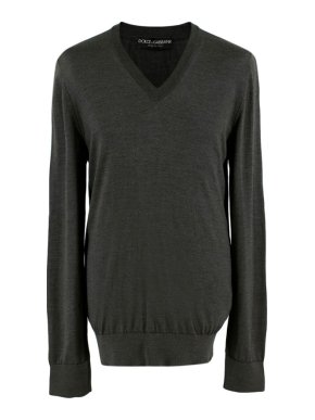 Dolce & Gabbana V-neck Grey Jumper