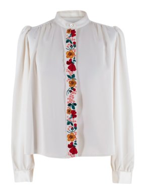 Alexa Chung Embroidered Crepe Blouse