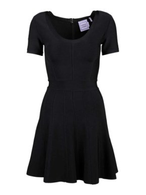 Herve Leger Black Trish Fit & Flare Black Dress
