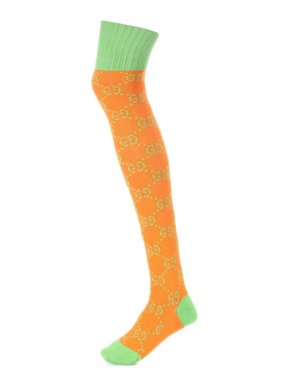 Gucci knitted monogram orange & green knee socks