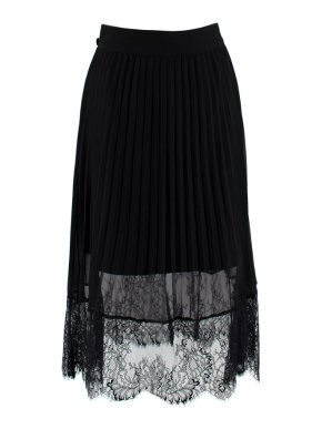 Self Portrait Pleated Lace Panelled Skirt