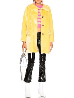 Shrimps Yellow Pyrus Faux-Fur Coat