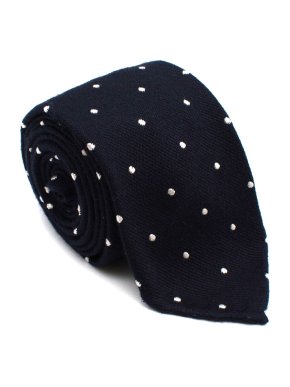 Drakes Navy Blue Polka Dot Woven Tie