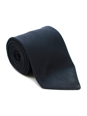 E. Marinella Navy Blue Silk Tie with Flower Embroidery