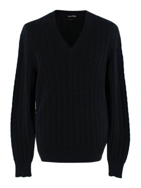 Tom Ford Black Cable Knit V-Neck Jumper