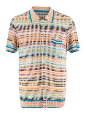 Missoni Multi-colour Striped Knit Short Sleeve Shirt