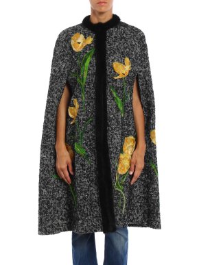 Dolce & Gabbana silk tulip appliquéd wool cape
