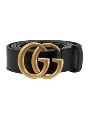 Gucci Black Leather GG Belt - Size 90