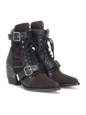 Chloe Rylee suede & leather two-tone ankle boots