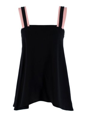 Roksanda Strappy Black & Pink Ribbon Camisole Top