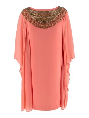 Marchesa Salmon Pink Silk Embellished Tunic