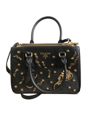 Prada black Star x Moon saffiano leather Gallaria bag