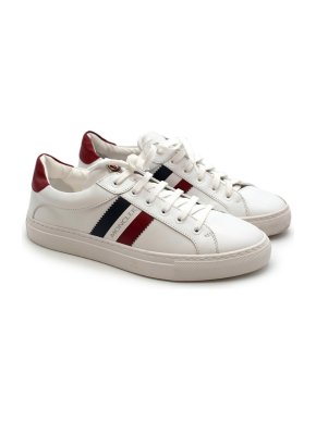 Moncler White Ariel Low-Top Leather Sneakers