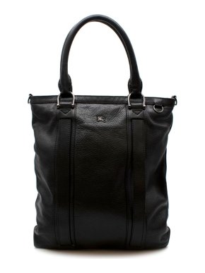 Burberry Mens Black Leather Tote Bag