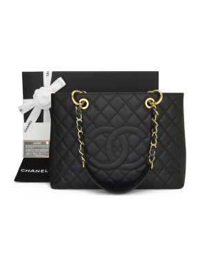 Chanel Caviar Leather Black Quilted GST