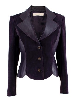 Valentino Purple Leather & Suede Tailored Jacket