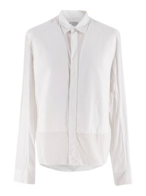 Maison Margiela White Paneled Cotton Button Down Shirt