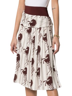 Chloe brown & cream Chevalier Printed petite midi skirt