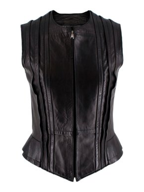 Balenciaga Fitted Dark Brown Leather Sleeveless Vest