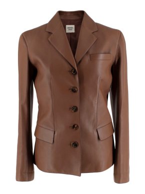 Hermes Brown Soft Leather Single Breasted Tailored Jacket