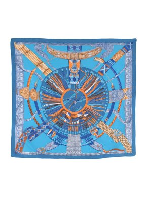 Hermes Ceinture et Liens Blue Colourway Silk Scarf 90