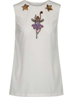 Dolce & Gabbana Appliqued stretch-silk crepe de chine top